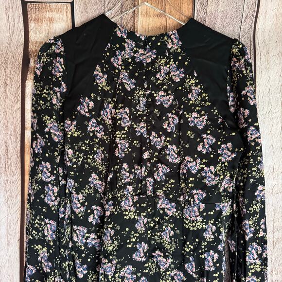 byTiMo Dress Floral Long Sleeve Mini Black Boho Romantic M Cottagecore Chic - Picture 5 of 8